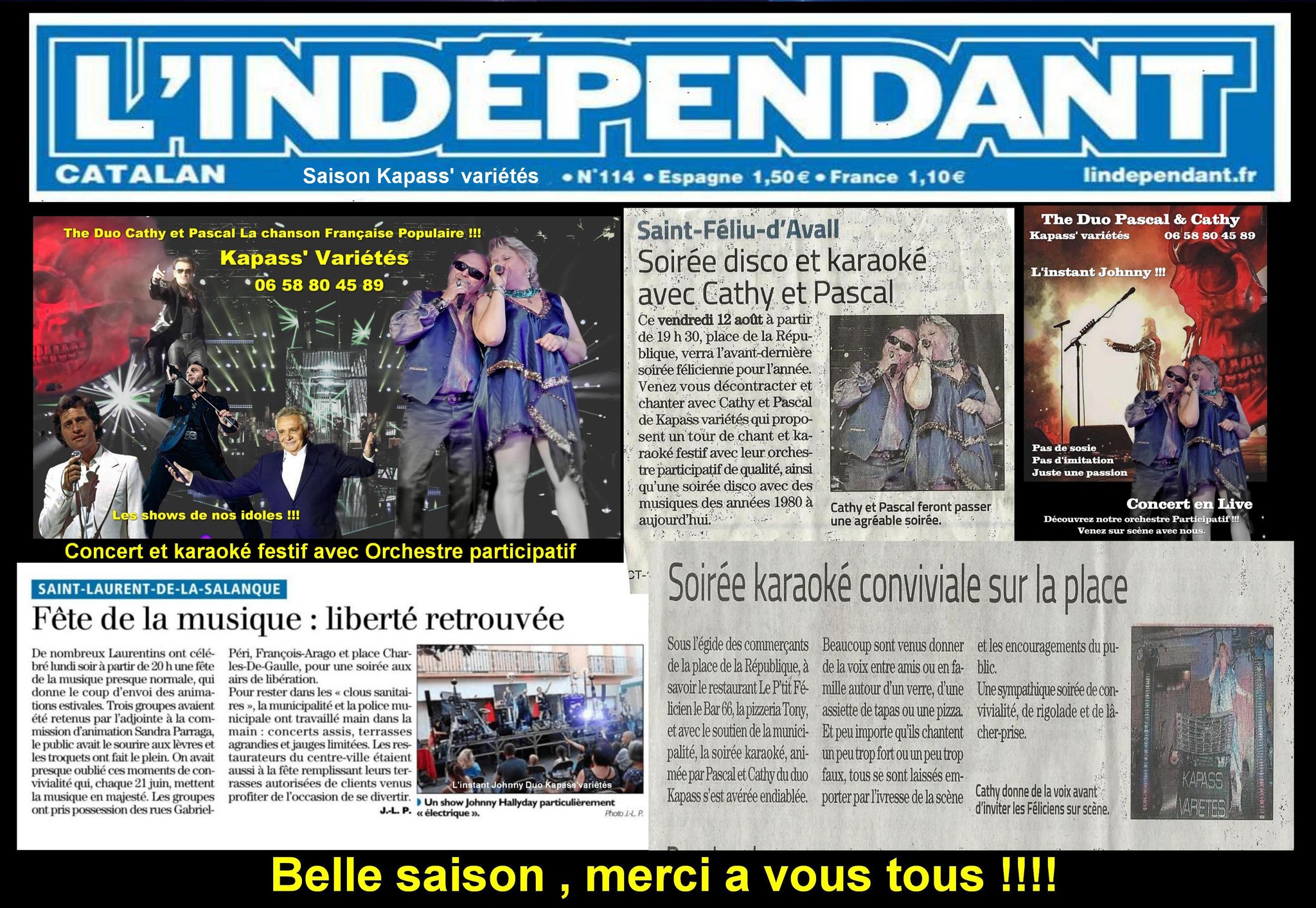 Articles de presse et saison karaoké Kapass Variétés